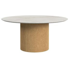 Sutton White and Natural Round Marble Top Occasional Table Set