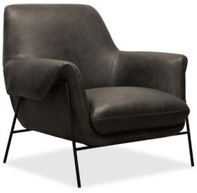 Ambroise Gray Leather Upholstered Club Chair
