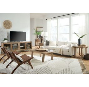 Lindon Belgian Wheat and Burnished Brass 84" TV Stand