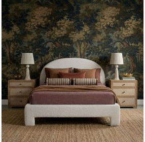 Orphea Off White Performance Fabric King Upholstered Panel Bed