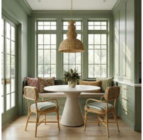 Dorine Mint Green and White Performance Fabric Upholstered Arm Chair