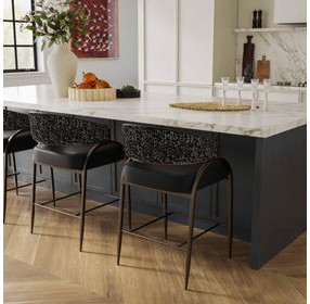 Tatum Black Performance Fabric Counter Height Stool