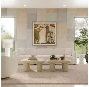 Travie White Sand Performance Corduroy Velvet Modular 112" Sofa