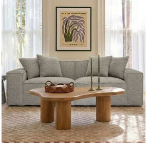 Mindy Taupe Chenille Basketweave Modular 84" Loveseat