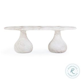 Smooch White Faux Marble Print Outdoor Oval Dining Room Set