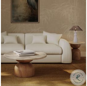 Cynthia Brown and Travertine Round Concrete Stone Top Outdoor Side Table