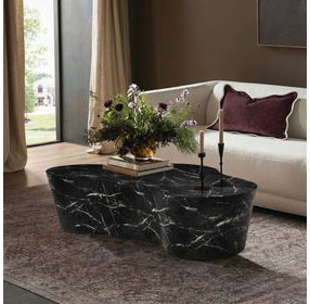Slab Black Marble Free Form Outdoor Concrete Top Coffee Table