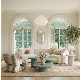 Senna Taupe and White Upholstered Accent Chair