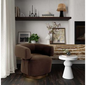 River Chocolate Brown Performance Velvet Swivel Accent Chair