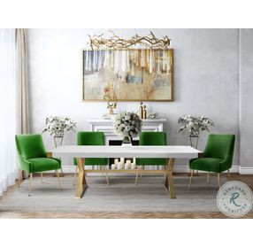 Adeline White and Gold Dining Table