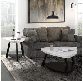 Raine White Triangular Marble Top Coffee Table