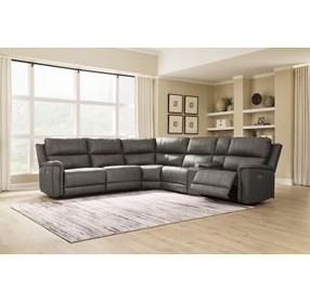 Burnley Anchor Leather 6 Piece Modular Power Reclining Sectional with USB Charging