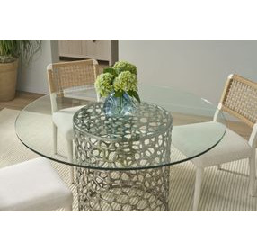 Oasis Antique Nickel 54" Round Glass Top Dining Table
