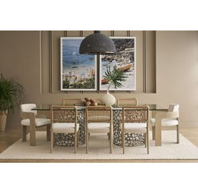 Oasis Antique Nickel 100" Rectangular Glass Top Dining Table