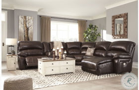 Hallstrung Chocolate Power Reclining Console RAF Sectional
