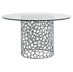 Oasis Antique Nickel 60" Round Glass Top Dining Room Set