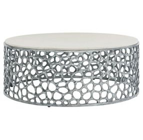 Oasis Antique Nickel and Quartz Top Occassional Table Set
