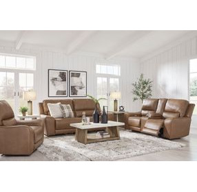 Spear Hill Caramel Leather 81" Zero Gravity Power Reclining Loveseat with USB Charging