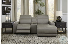 Correze Gray Console Small Power Reclining Sectional
