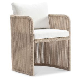 Trellis White Upholstered Outdoor Arm Chair