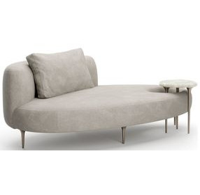 Echo Pale Gray and Champagne Gold 81" Lounge with Accent Table