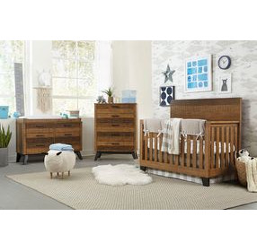 Urban Rustic Brushed Wheat and Black 6 Drawer Dresser