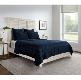 Bari Velvet Ocean Blue Queen Quilt