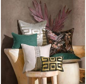 Radiant Oasis Dala Black and Gold Rectangular Accent Pillow Set of 2