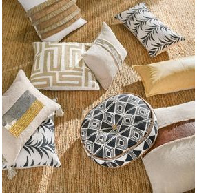 Radiant Oasis Nubia Black and White Round Accent Pillow Set of 2