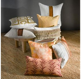 Radiant Oasis Zelo Natural and Gold Square Accent Pillow Set of 2