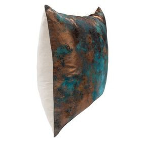 Equilibrium Onara Teal and Antique Bronze Square Accent Pillow Set of 2