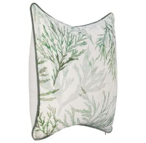 Tranquil Coasts Lessonia Green and Cream Square Accent Pillow Set of 2