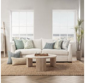 Tranquil Coasts Lessonia Blue and Cream Square Accent Pillow Set of 2