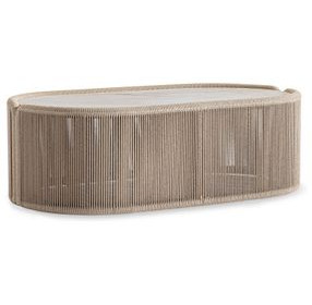 Trellis Brown and Beige Oval Outdoor Cocktail Table