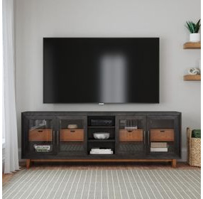 Waterfall Deep Ebony and Brown 92" TV Stand with USB Charging