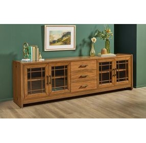 Lincoln Warm Walnut 92" TV Stand with USB Charging
