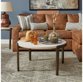 Palette Brown and White Round Stone Top Coffee Table