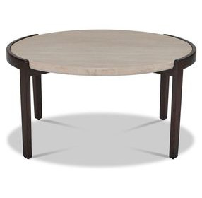 Palette Brown and White Round Stone Top Occasional Table Set