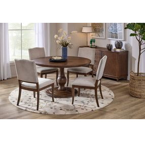Bellevue Light Tan Performance Fabric Upholstered Dining Chair with Nailhead Trim Set of 2