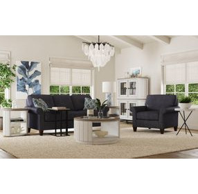 Melody Distressed White and Gray Round Glass Top Coffee Table with Casters