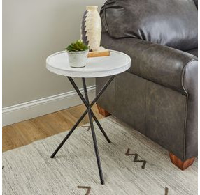 Melody Distressed White and Black Round Chairside Table