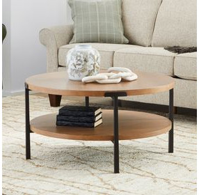 Millwork Rustic Umber and Black Round Occasional Table Set