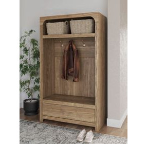 Dovander Warm Brown Hall Tree with Storage Bench