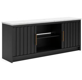 Cadmori Matte Black 63" XL TV Stand with Fireplace Option