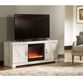 Bellaby Whitewash 63" TV Stand with Electric Fireplace