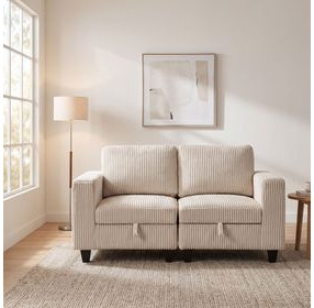 Walterboro Beige 64" Loveseat with Storage