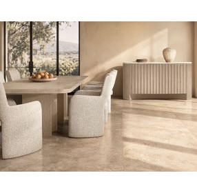 Loggia Aria and White 3 Door Travertine Top Buffet