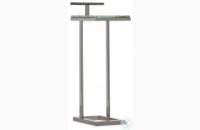 Melange Fluorite Stone Top And Silver Metal Lisa Accent Table