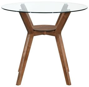 Oscar Walnut and Gray 42" Round Glass Top Counter Height Dining Set with 4 Cushion Chairs