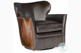 Kato Brown Leather Swivel Club Chair